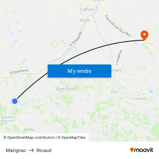 Marignac to Ricaud map