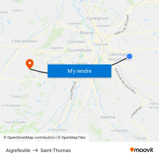 Aigrefeuille to Saint-Thomas map