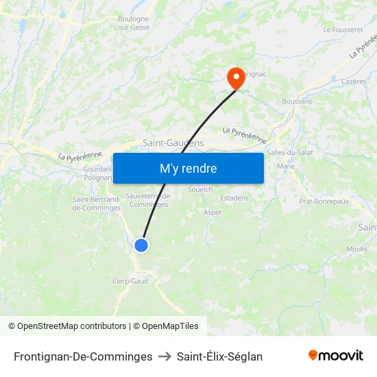 Frontignan-De-Comminges to Saint-Élix-Séglan map