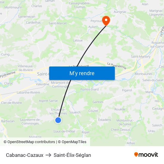 Cabanac-Cazaux to Saint-Élix-Séglan map