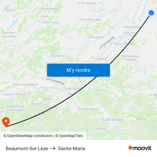 Beaumont-Sur-Lèze to Sainte-Marie map