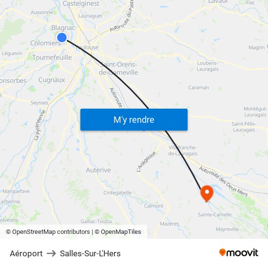 Aéroport to Salles-Sur-L'Hers map