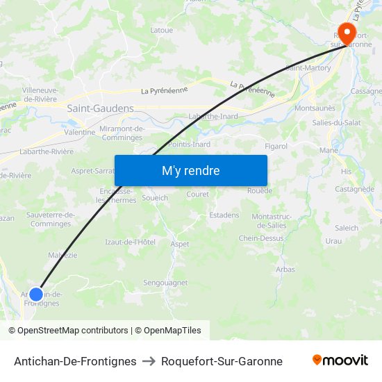 Antichan-De-Frontignes to Roquefort-Sur-Garonne map