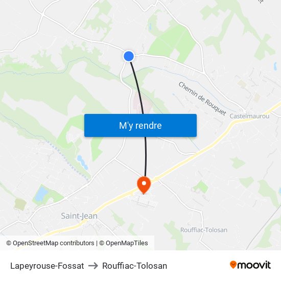 Lapeyrouse-Fossat to Rouffiac-Tolosan map