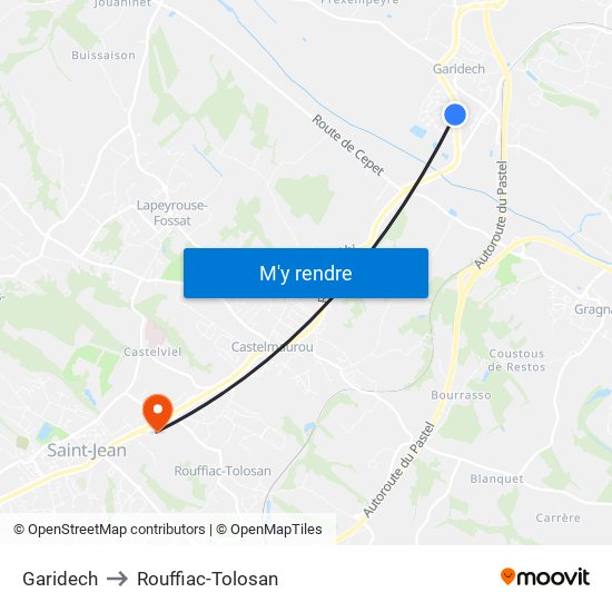 Garidech to Rouffiac-Tolosan map