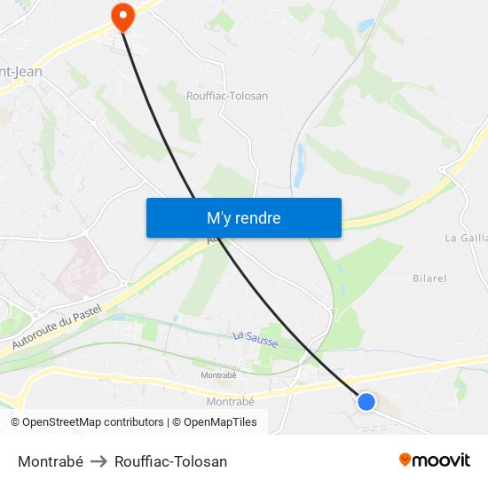 Montrabé to Rouffiac-Tolosan map