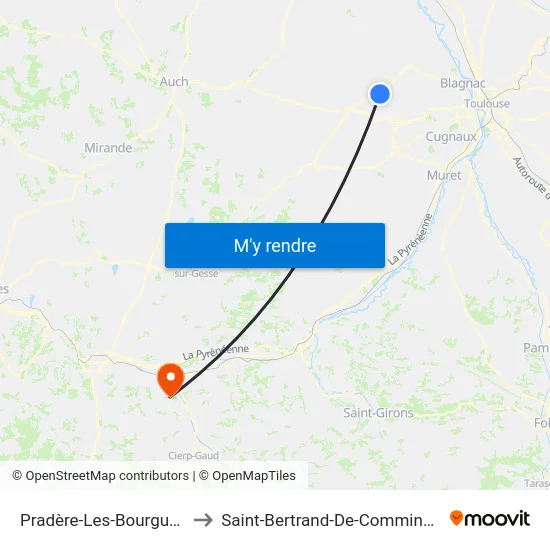 Pradère-Les-Bourguets to Saint-Bertrand-De-Comminges map
