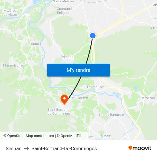Seilhan to Saint-Bertrand-De-Comminges map