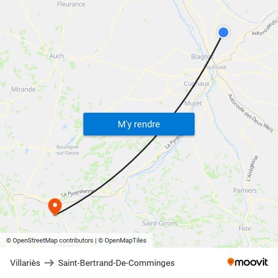 Villariès to Saint-Bertrand-De-Comminges map