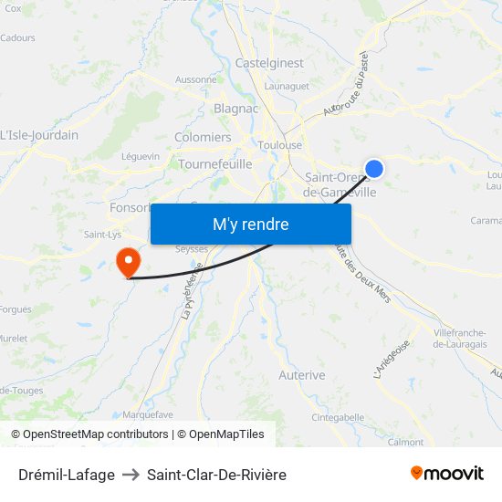 Drémil-Lafage to Saint-Clar-De-Rivière map