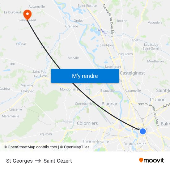 St-Georges to Saint-Cézert map