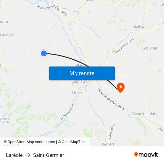 Laréole to Saint-Germier map