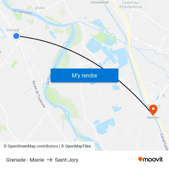Grenade - Mairie to Saint-Jory map