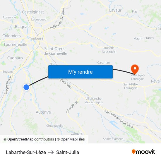 Labarthe-Sur-Lèze to Saint-Julia map