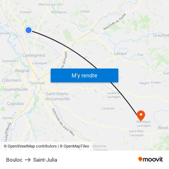 Bouloc to Saint-Julia map