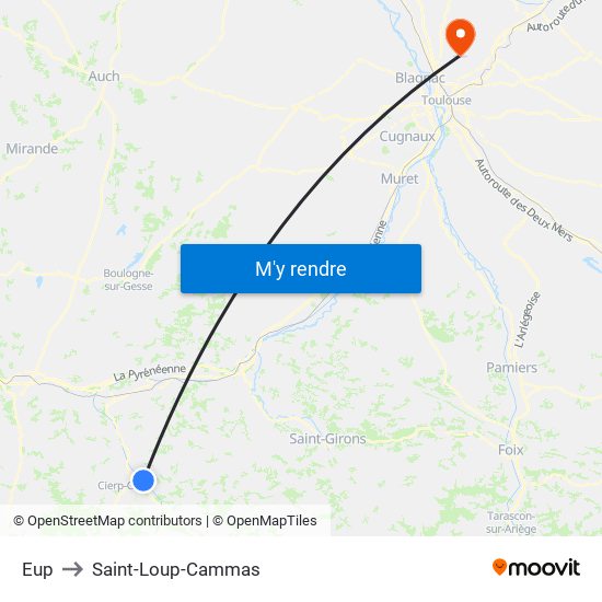 Eup to Saint-Loup-Cammas map