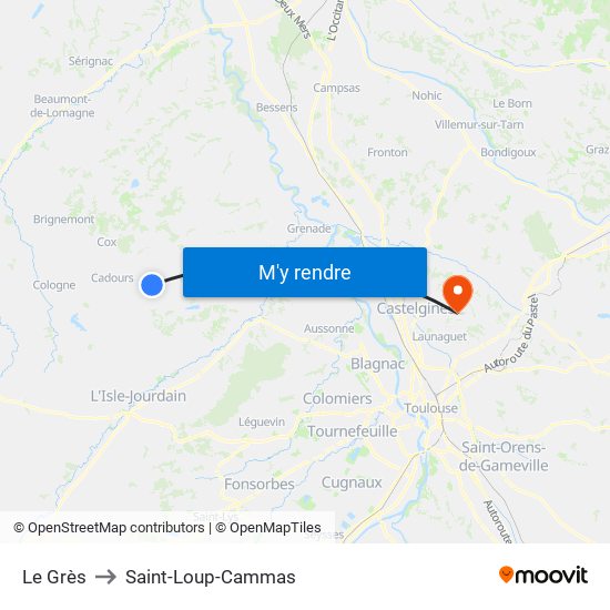 Le Grès to Saint-Loup-Cammas map