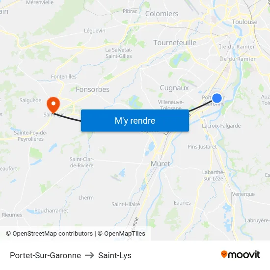 Portet-Sur-Garonne to Saint-Lys map