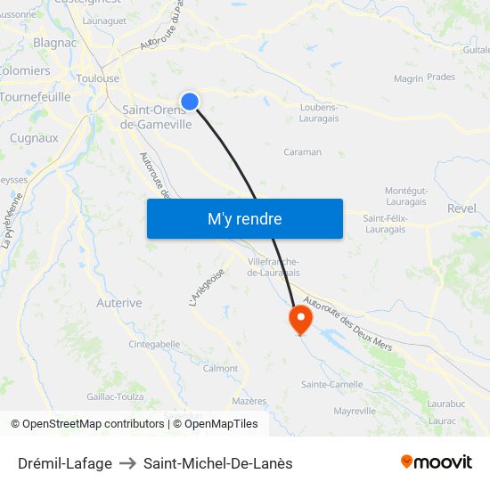 Drémil-Lafage to Saint-Michel-De-Lanès map