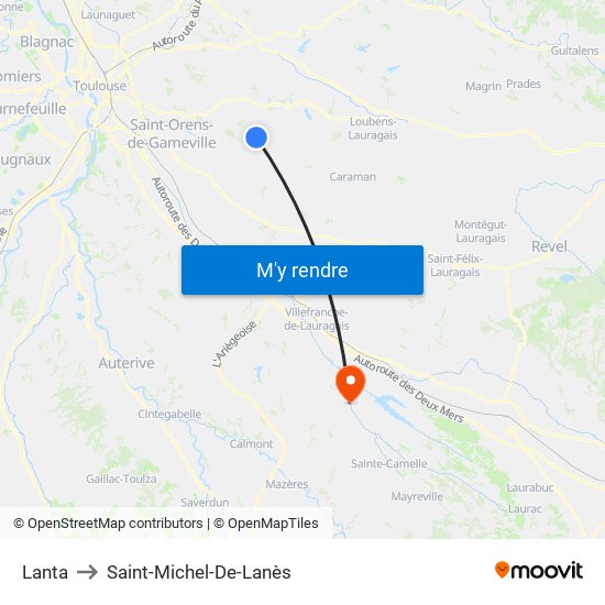 Lanta to Saint-Michel-De-Lanès map