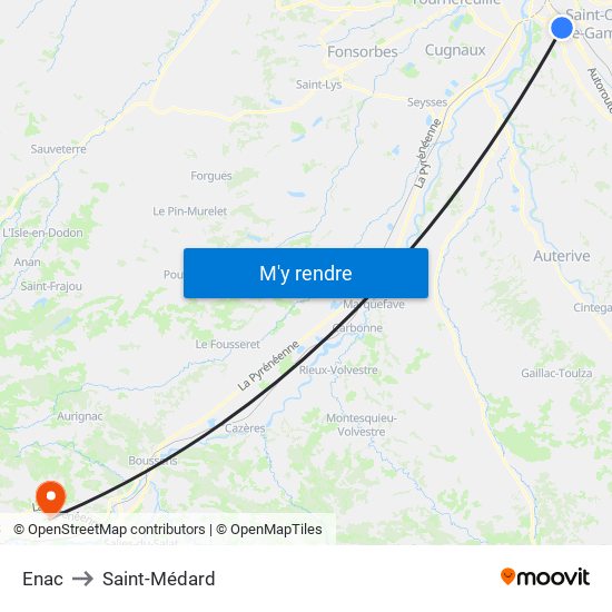 Enac to Saint-Médard map