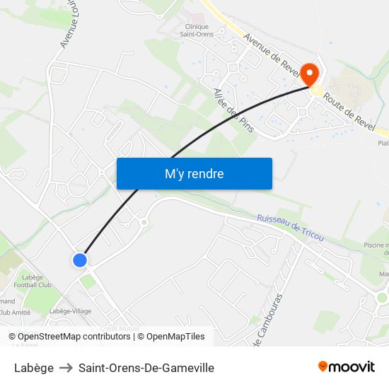 Labège to Saint-Orens-De-Gameville map