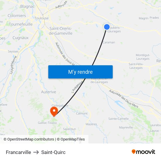 Francarville to Saint-Quirc map