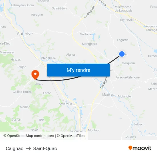 Caignac to Saint-Quirc map