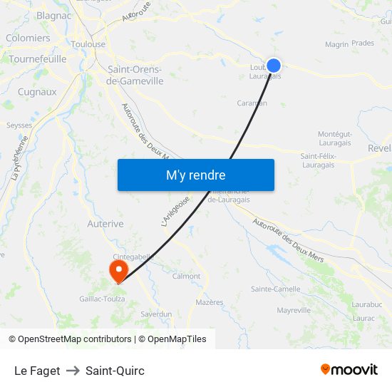 Le Faget to Saint-Quirc map