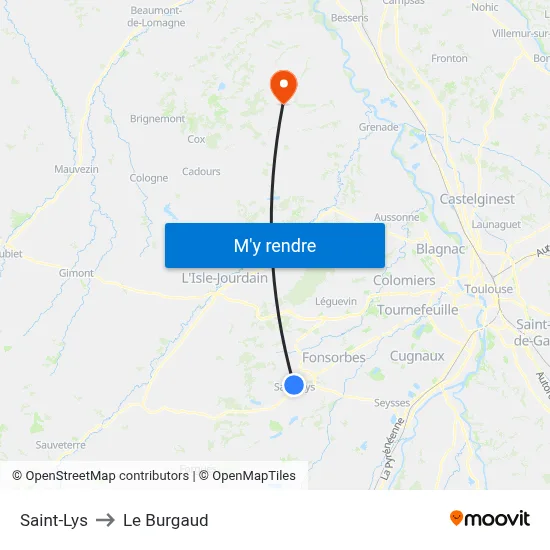 Saint-Lys to Le Burgaud map