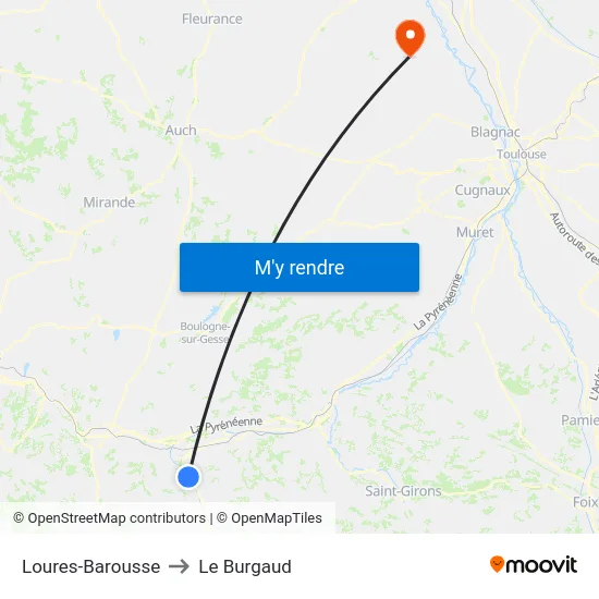 Loures-Barousse to Le Burgaud map