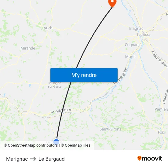 Marignac to Le Burgaud map