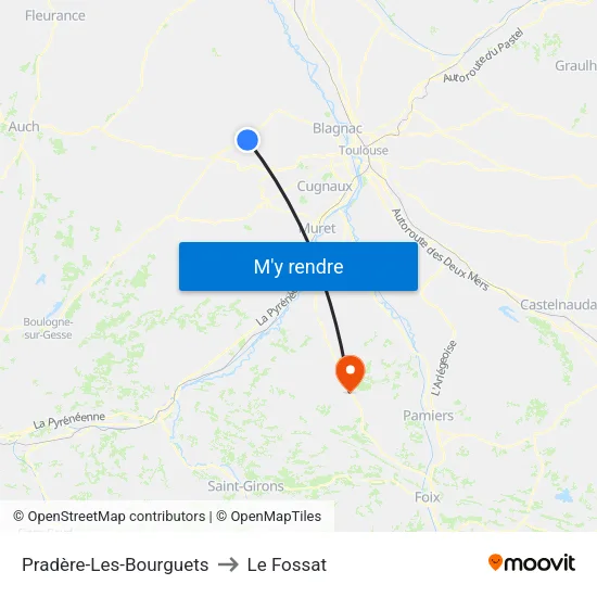 Pradère-Les-Bourguets to Le Fossat map