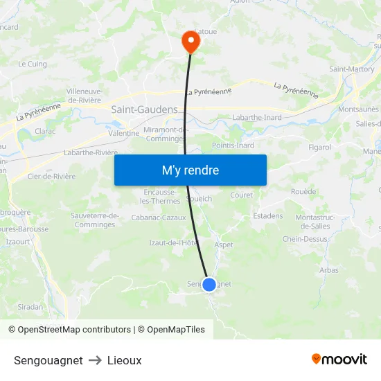 Sengouagnet to Lieoux map