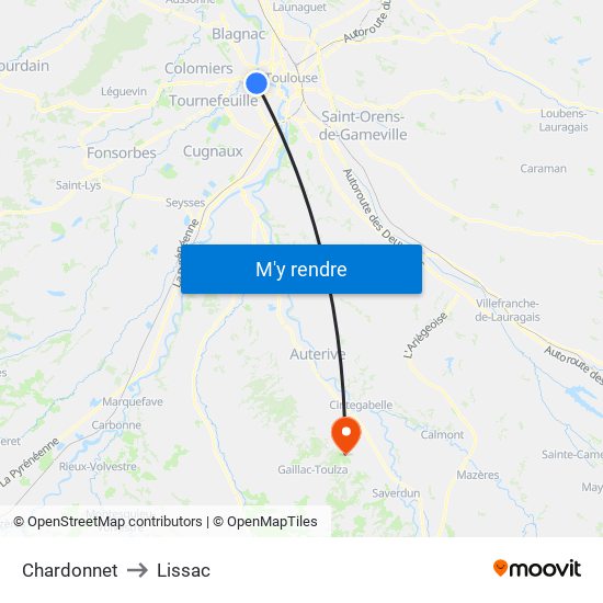 Chardonnet to Lissac map