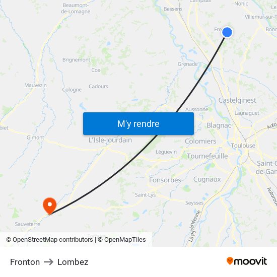 Fronton to Lombez map