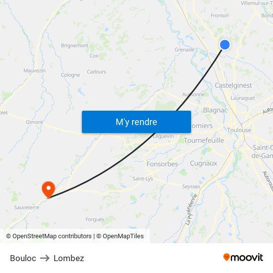 Bouloc to Lombez map