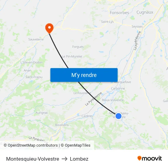 Montesquieu-Volvestre to Lombez map
