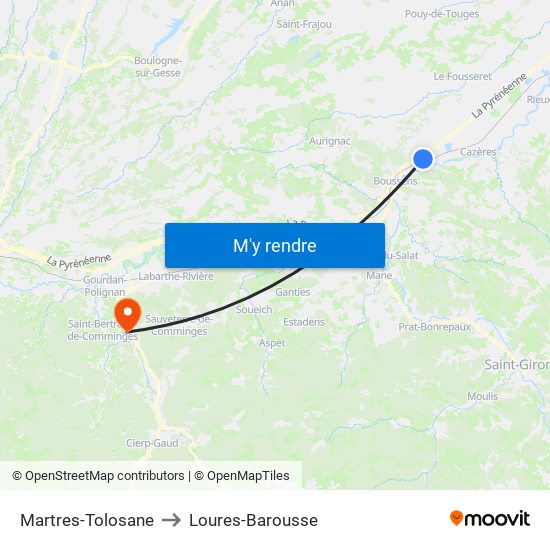 Martres-Tolosane to Loures-Barousse map