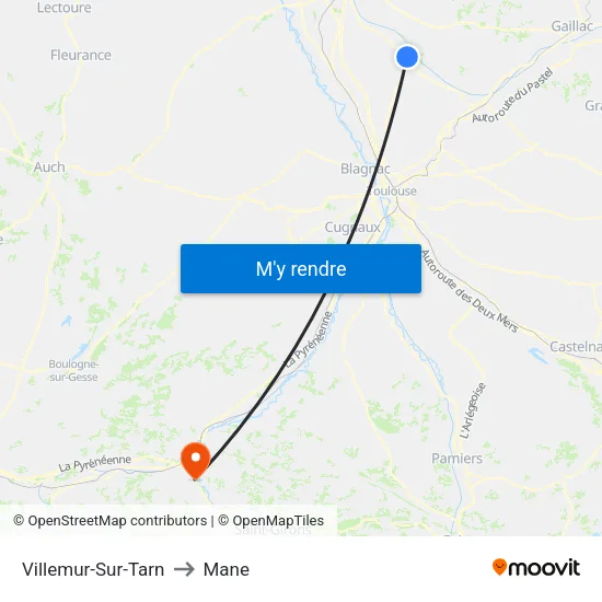 Villemur-Sur-Tarn to Mane map