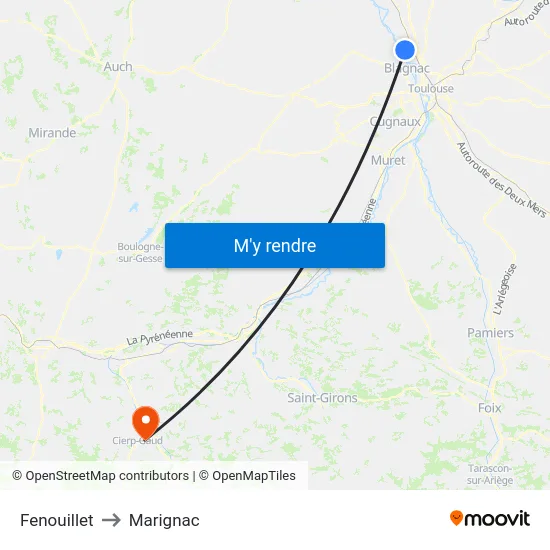 Fenouillet to Marignac map