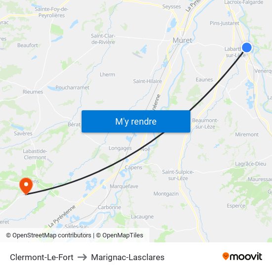 Clermont-Le-Fort to Marignac-Lasclares map