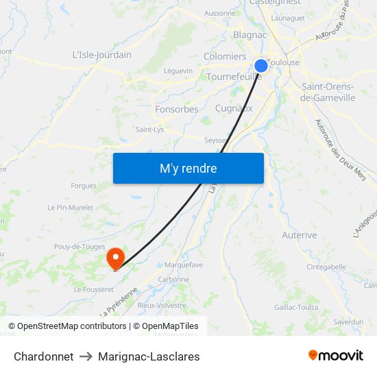 Chardonnet to Marignac-Lasclares map