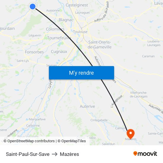 Saint-Paul-Sur-Save to Mazères map