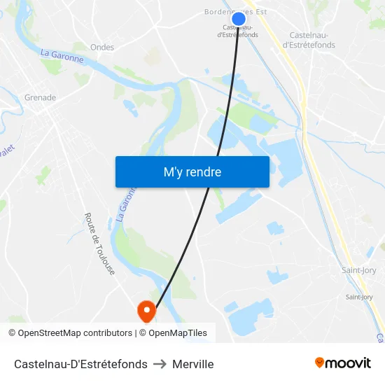 Castelnau-D'Estrétefonds to Merville map
