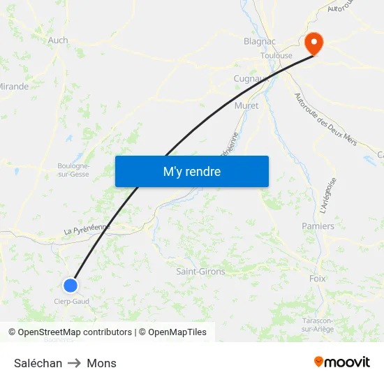 Saléchan to Mons map