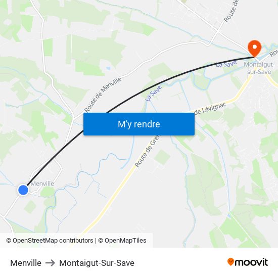 Menville to Montaigut-Sur-Save map