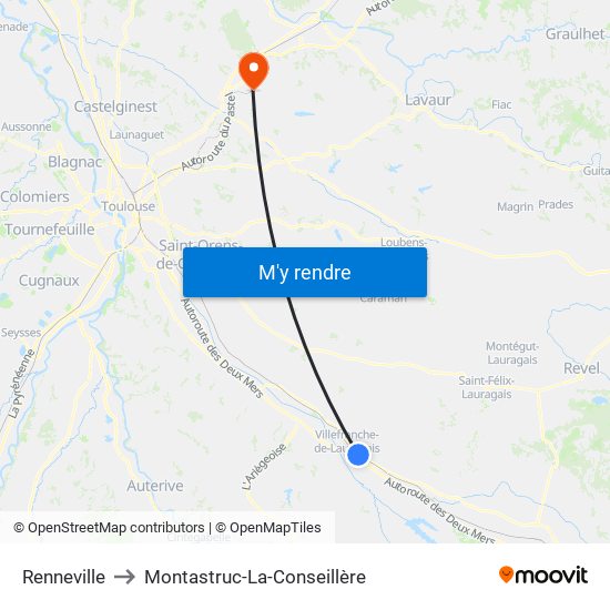 Renneville to Montastruc-La-Conseillère map