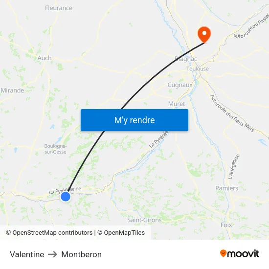 Valentine to Montberon map