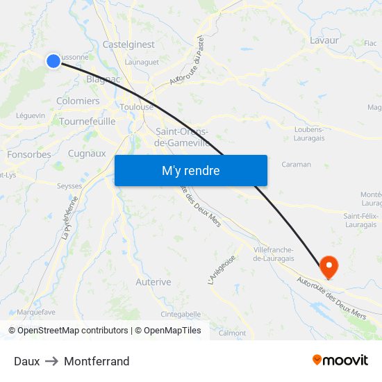 Daux to Montferrand map